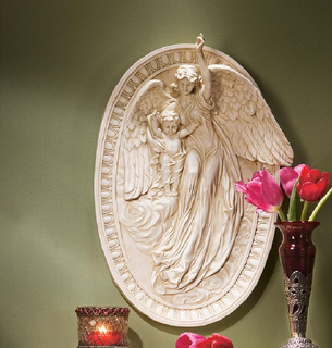 Design Toscano 18-in H x 12-in W Angel Of Grace Resin Wall Sculpture