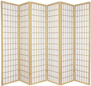 Legacy Decor 6 Panel Japanese Oriental Style Room Screen Divider Natural Color