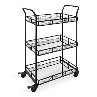 Kate and Laurel Ketia 3-Shelf Metal and Mirror Tray Bar