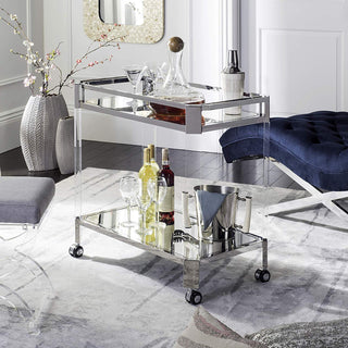 Safavieh SFV2521A Home Collection Iago Mirror Trolley Bar Cart